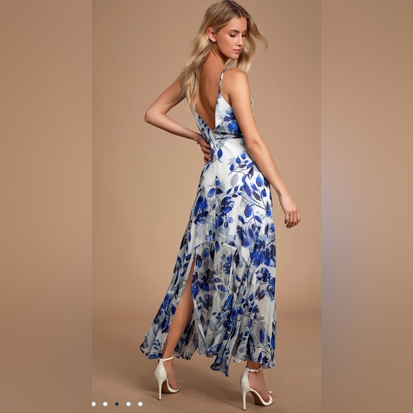 Carlotta Blue and White Floral Print Sleeveless
Maxi Dress - Picture 12 of 14